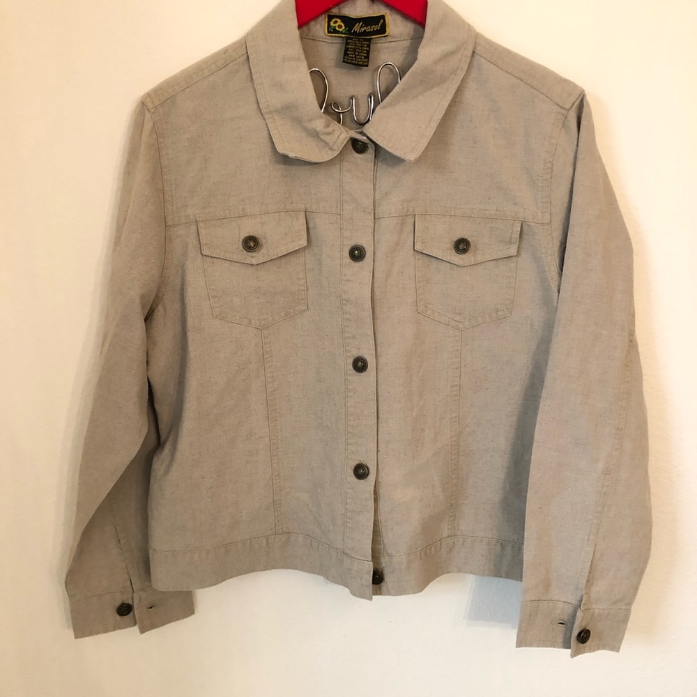 Mirasol beige Linen/Cotton Button up Jacket XL - Picture 1 of 6
